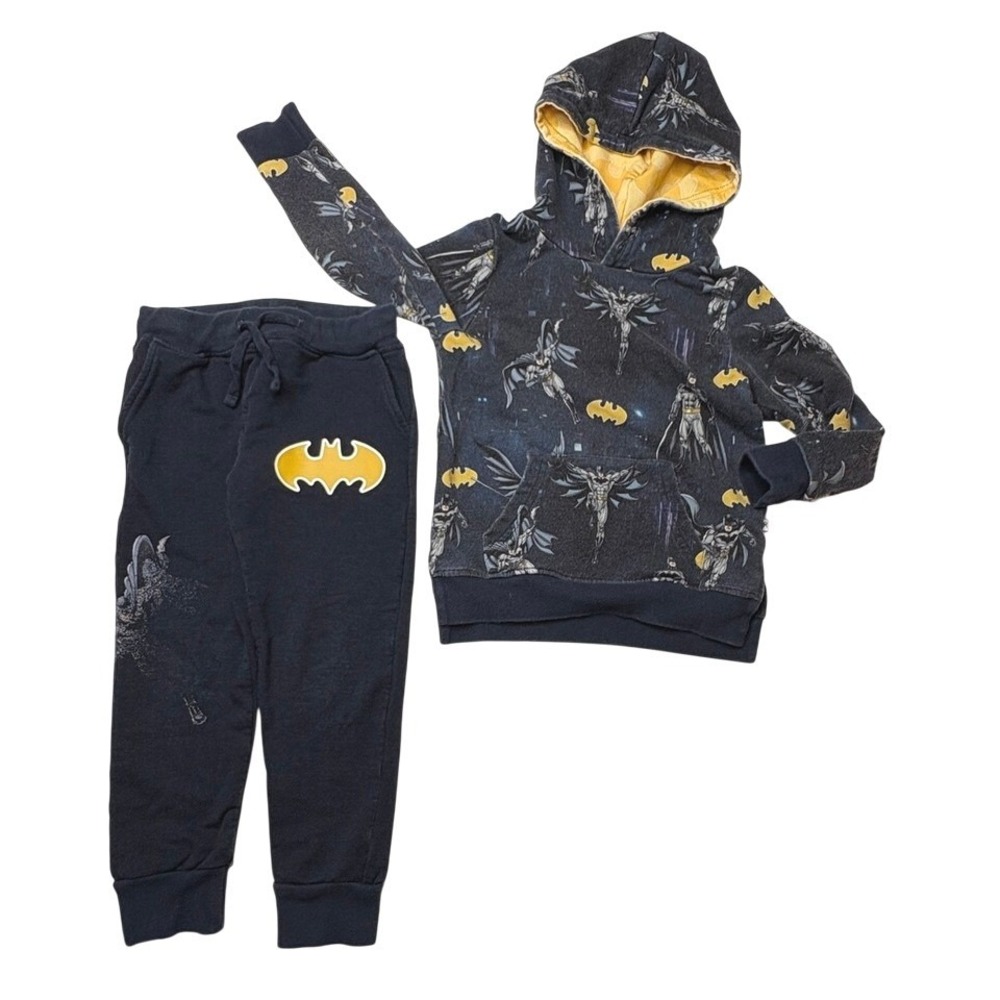 Bums & Roses Batman Hooded Joggers 2pc Pants Outfit 3T Black Superhero‎